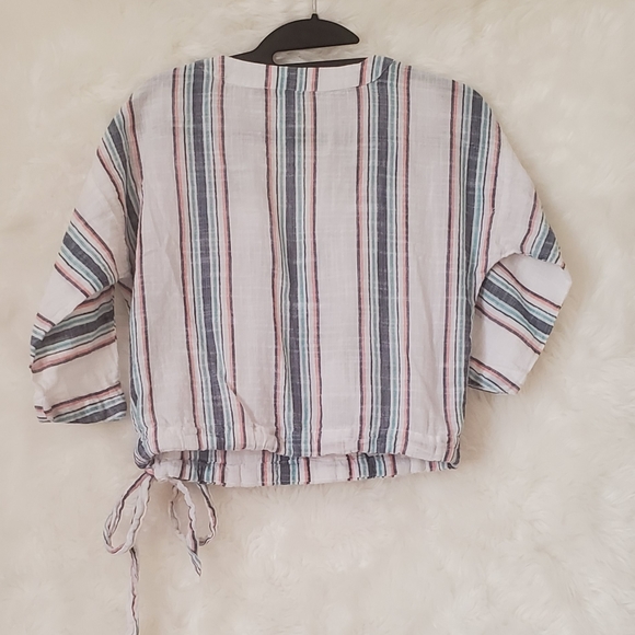 3/$20 /Girl Krazy thin striped shirt w/wrap front - Picture 3 of 4